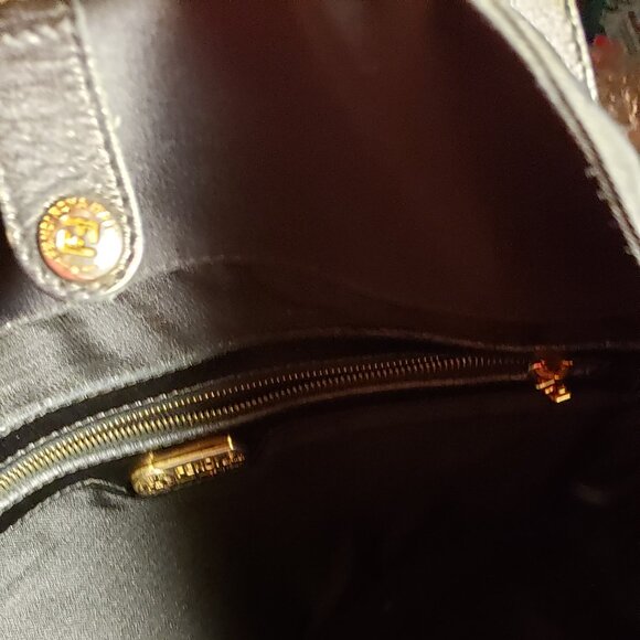 Fendi Leather trim/Handle Bag, Black Nylon Gold-Tone Hardware Tote Bag - Picture 8 of 13